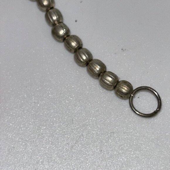 Vintage Coral Color Beaded Necklace With Ornate Metal Accents & Hook Clasp - Picture 10 of 11